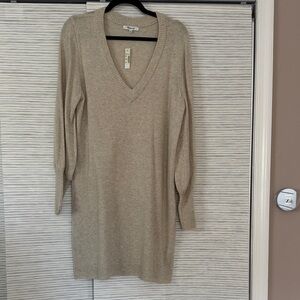 Madewell Tan V-Neck Mini Dress